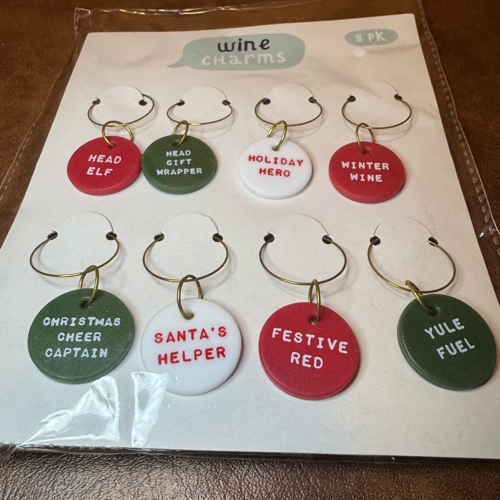 NWT Christmas Wine Charms Set. 8 pack.